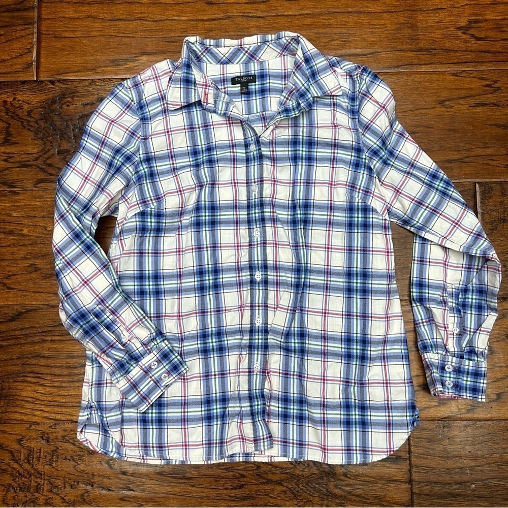 Talbots petite‎ plaid casual button down shirt